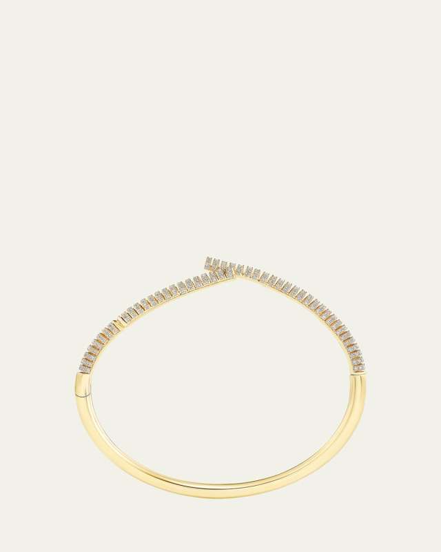 18K Yellow Gold Oera Half-Ribbed Diamond Bangle Bracelet